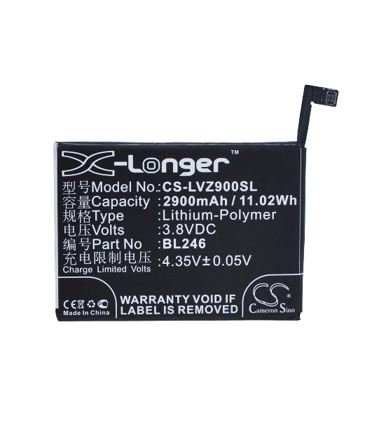 Аккумулятор CameronSino CS-LVZ900SL BL246 для Lenovo Vibe Shot 3.8V, 2900mAh, 11.02Wh