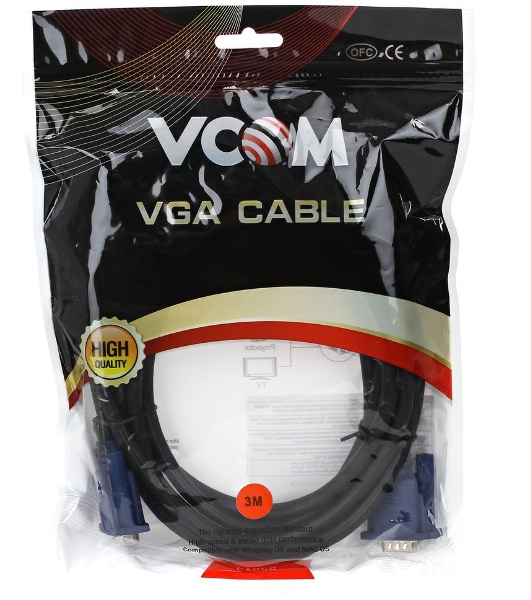 Кабель монитор-SVGA card (15M-15M) 3.0м 2 фильтра VCOM