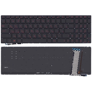 Клавиатура для ноутбука Asus G771, N551 черная без рамки с красной подсветкой