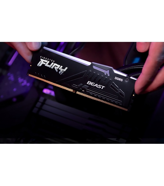 Оперативная память Kingston Fury Beast Black RGb, DDR5, 8Gb (1x8Gb), 5600MHz, CL36, DIMM, с радиатором, RGb, черный