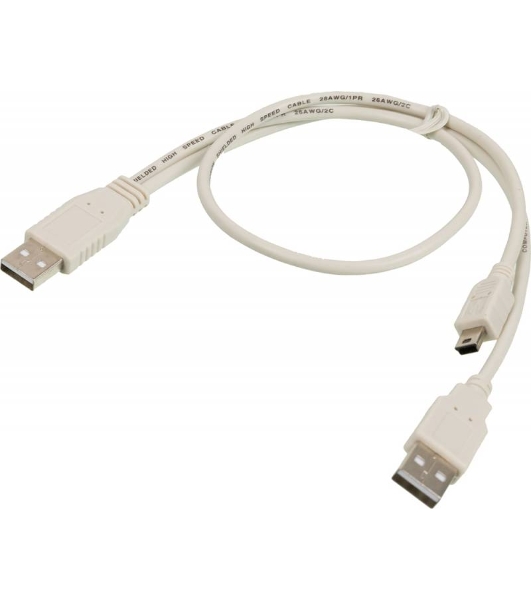 Kабель USB2.0 Ningbo mini (5pin)-A 0,5m +доп.питание A(0.3m)