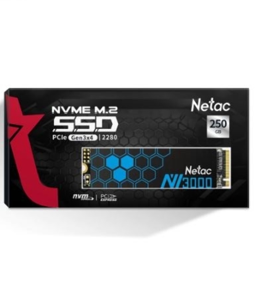 Накопитель SSD Netac NV3000, 250Gb, PCIe 3.0 x4, M.2 2280, NVMe, R/W 3000/1400