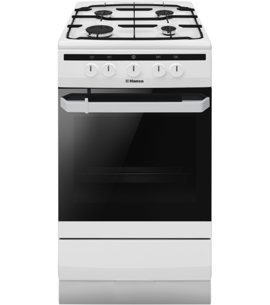 Плита газовая Hansa FCGW51001 белый, конфорок 4 шт, духовка 56 л, 50 см x 85 см x 60 см