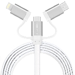 Кабель Crown USB - microUSB/USB Type-C/Lightning CMCU-3182 белый, фото 1