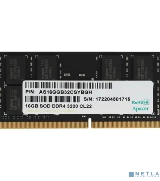 Оперативная память Apacer, DDR4, 16GB (1x16GB), 3200MHz, CL22, SO-DIMM