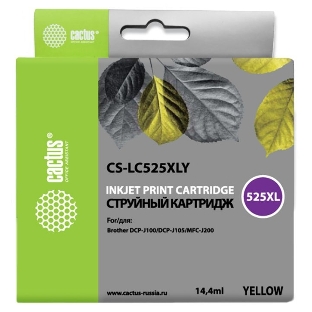 Картридж струйный Cactus CS-LC525XLY желтый (14,4 мл) для Brother DCP-J100/J105/J200
