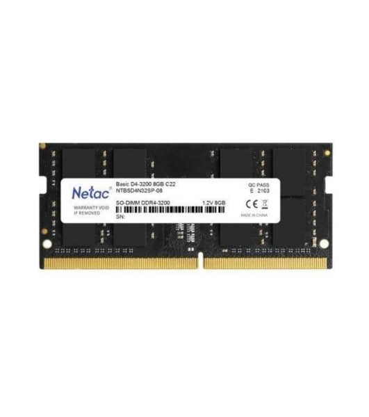 Оперативная память NETAC Basic, DDR4, 8GB (1x8GB), 3200MHz, CL22, SO-DIMM