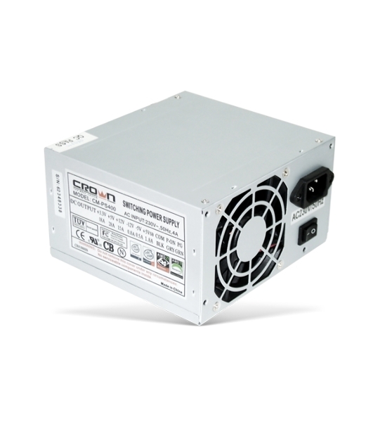 Блок питания CROWN CM-PS400W (20+4in, 80мм FAN, SATA*2, PATA(big Molex)*4, FDD*1, 4+4pin, Lines 1x12V OEM)