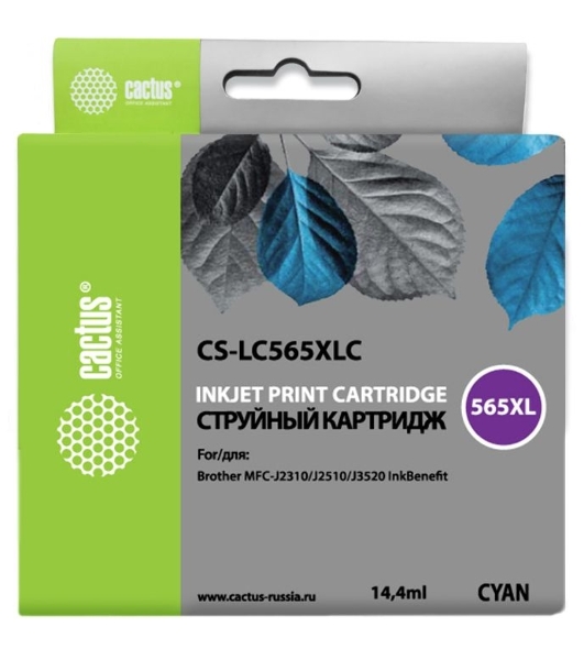 Картридж струйный Cactus CS-LC565XLC голубой для Brother MFC-J2510 (14,4 мл)