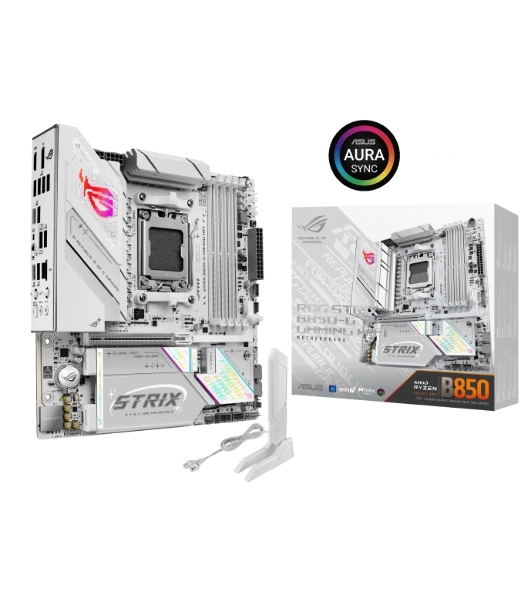 Материнская плата Asus ROG STRIX B850-G GAMING WIFI, AM5, AMD B850, 4xDDR5, 2xSATA, 4xM.2, 1xPCIe 5.0 x16, 1xHDMI, 1xDP, 1x2.5Gb LAN, Wi-Fi 7, Bluetooth 5.4, 1xUSB-C 20Gbps, 1xUSB-C 10Gbps, 2xUSB-A 10Gbps, 4xUSB-A 5Gbps, 2xUSB-A 2.0, 2x3.5 мм, 7.1, mATX
