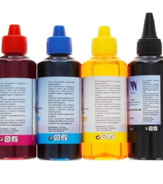Чернила NVPrint для аппаратов Epson, комплект 4 цвета (пигментные Bk + водные C,M,Y) по 100 мл