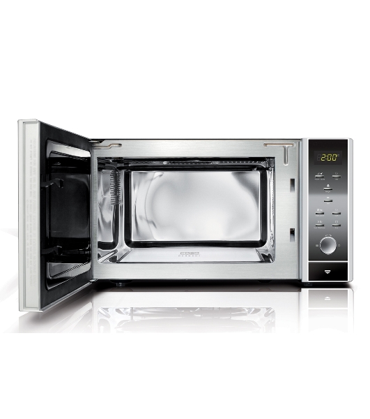 Микроволновая печь CASO MG 25 Ceramic Menu серебристый/черный, 25 л, 900 Вт, переключатели - кнопки, поворотный механизм