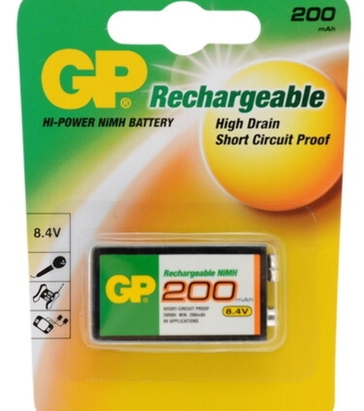 Аккумулятор GP 20R8H 9V Крона 9V NiMH 200mAh (1шт)