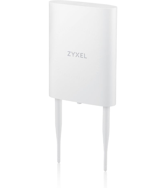 Гибридная уличная точка доступа Zyxel NebulaFlex NWA55AXE, 802.11a/b/g/n/ac/ax (2,4 и 5 ГГц), внешние антенны 2x2 (в комплекте), до 575+1200 Мбит/с, 1xLAN GE, защита от 4G/5G, без поддержки Captive po