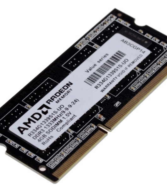 Оперативная память AMD Radeon R3, DDR3, 4GB (1x4GB), 1333MHz, CL9, SO-DIMM