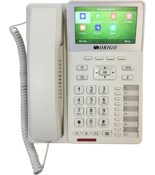 Телефон ORIGO IP-телефон с цветным дисплеем 4.3', 1x1000Base-T PoE, 1x1000Base-T, 4 SIP-аккаунта