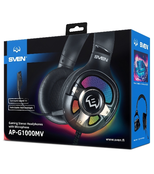 Гарнитура Sven AP-U1100MV чёрный, проводная, USB, подсветка
