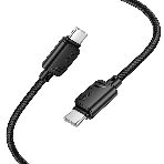 Кабель USB2.0 Hoco Type-C/Type-C, 3А, 60Вт, нейлоновая оплетка, X113, 1м, черный, коробка, фото 1