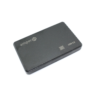 Корпус для жесткого диска Amperin AM25U2PB 2,5', USB 2.0, пластиковый, черный