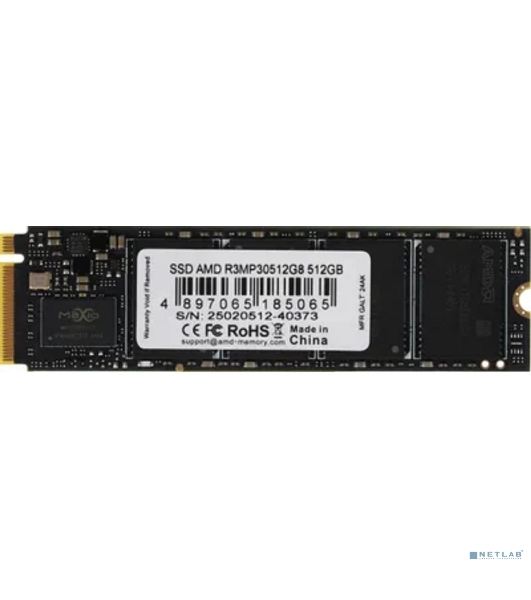 Накопитель SSD AMD Radeon 512Gb, PCIe 3.0 x4, M.2 2280, NVMe, R/W 3300/2200