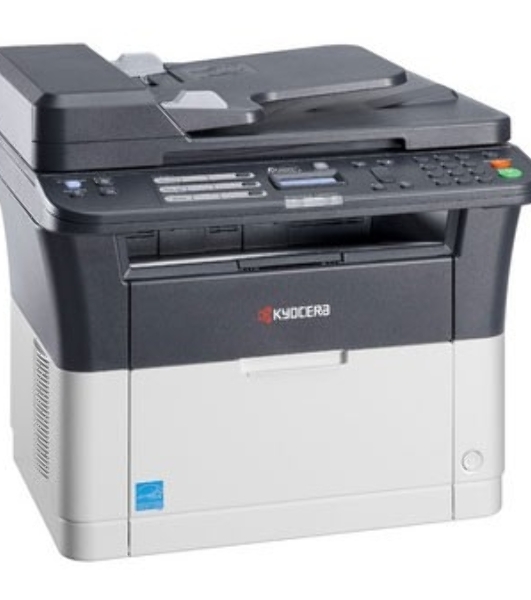 МФУ лазерное Kyocera Ecosys FS-1025MFP (1102M63RU0/1102M63RUV/1102M63RU2/1102M63NX2/1102M63DZ2), A4, ч/б, печ. до 25 стр/мин., скан. до 18 стр/мин. (ч/б) 6 стр/мин. (цвет), 600 x 1800 dpi (печать) 600x600dpi (скан), USB, RJ-45