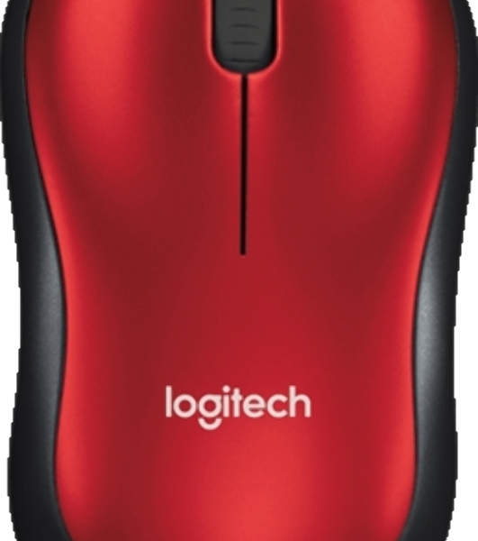 Мышь беспроводная Logitech M185, красный, 1000 dpi, радиоканал, USB, кнопки - 3