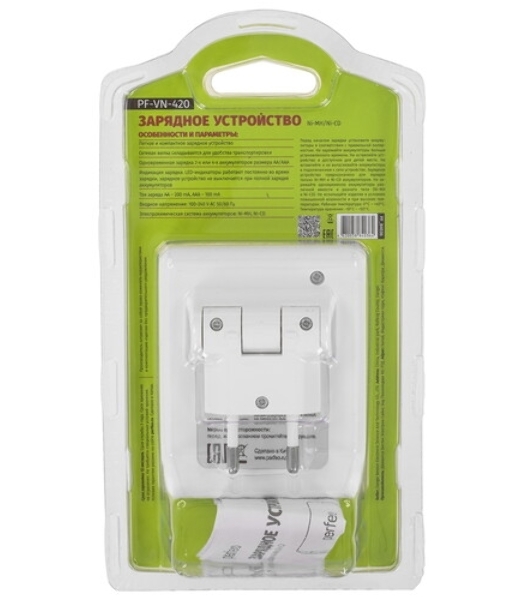 Зарядное устройство Perfeo PF_B4048 PF-VN-421 Ni-MH/CD, 220V, 4 слота, AA/AAA/9V, таймер