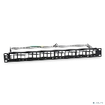 Комм. патч-панель Cabeus, 19', 1HU, портов: 24 х keystone, кат. 5-7A, неэкр., черный, без модулей, (PLB-24-SH), фото 1