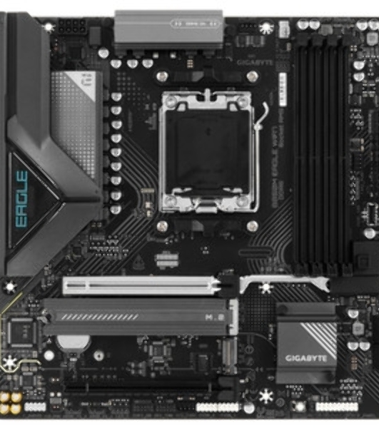 Материнская плата Gigabyte B850M EAGLE WIFI7, AM5, AMD B850, 4xDDR5, 4xSATA, 2xM.2, 1xPCIe 5.0 x16, 1xPCIe 3.0 x16, 1xHDMI, 2xDP, 1x2.5Gb LAN, Wi-Fi 7, Bluetooth 5.4, 1xUSB-C 10Gbps, 1xUSB-A 10Gbps, 2xUSB-A 5Gbps, 4xUSB-A 2.0, 1xPS/2, 3x3.5 мм, 7.1, mATX