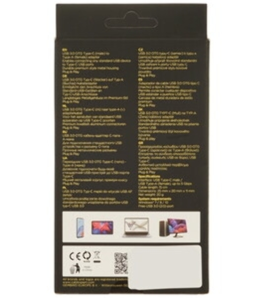 Кабель USB2.0 OTG Cablexpert A-OTG-AFBM-03 USBAF/MicroBM, 0.15м, удлиненный разъем micro USB - 9мм, пакет