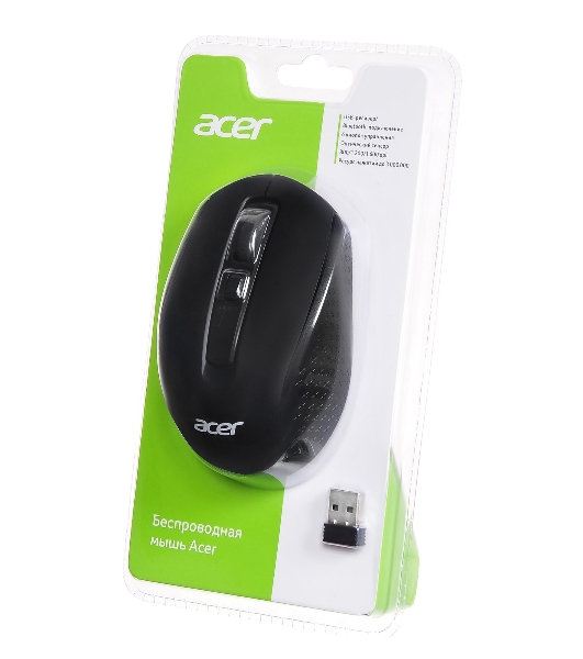 Мышь беспроводная Acer OMR070 черный, 1600 dpi, радиоканал, Bluetooth, USB, кнопки - 6