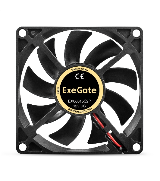 Вентилятор 12В DC ExeGate EX08015S2P (80x80x15 мм, Sleeve bearing (подшипник скольжения), 2pin, 2000RPM, 20dBA)