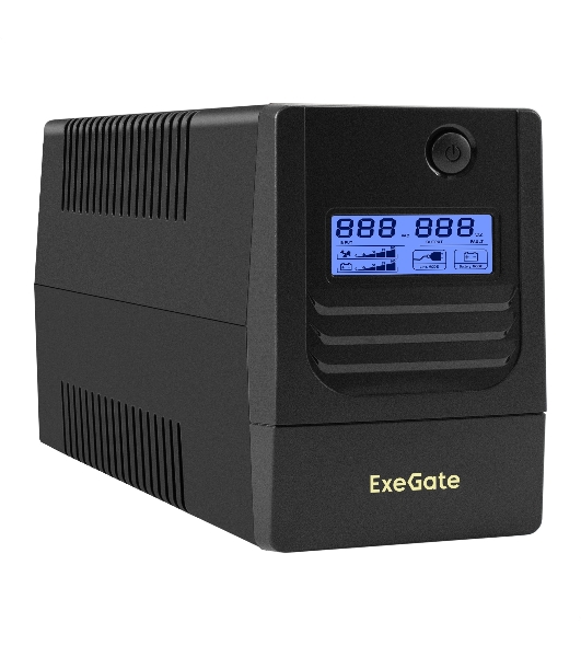 Источник бесперебойного питания ExeGate Smart LB-850.LCD.AVR.2SH (850VA/510W, LCD, AVR, 2*Schuko, батарея 12V 9Ah, черный)