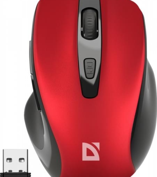 Мышь беспроводная Defender Prime MB-053 красный, 1600 dpi, радиоканал, USB, кнопки - 6