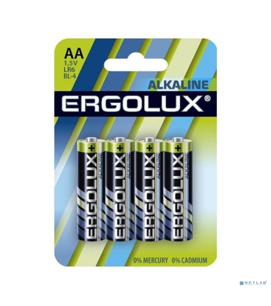 Элемент питания алкалиновый Ergolux LR6 BL-4 LR6 BL-4 1.5В Alkaline (блист.4шт)