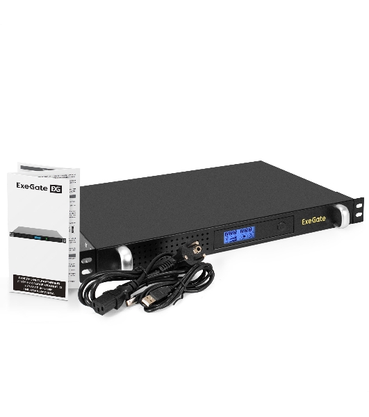 Источник бесперебойного питания ExeGate 1U ServerRM UNL-650.LCD.AVR.4C13.RJ.USB.1U 650VA/360W, LCD, AVR, 4*C13, RJ, USB, 1U, установка в стойку, черный