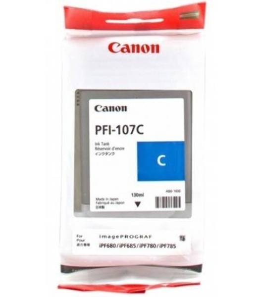 Картридж струйный Canon PFI-107C (6706B001) голубой (130 мл) для Canon iP F680/685/780/785
