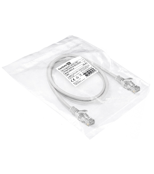 Патч-корд ExeGate EX286381RUS UTP-RJ45-RJ45-5e-1M-LSZH-GY, UTP, cat.5e, LSZH, 1м, серый