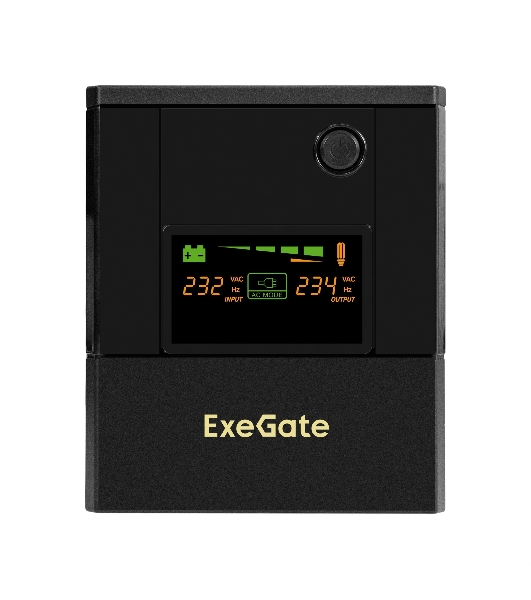 Источник бесперебойного питания ExeGate Smart LB-2000.LCD.AVR.4SH (2000VA/1200W, цветной LCD, AVR, 4*Schuko, батарея 12V 9Ah - 2 шт., металлический корпус, Black)