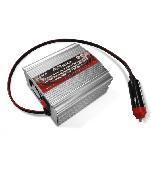 Инвертор AVS IN-200W автомобильный 12/220V 200Вт 50-60Гц 8,2х8,9x4,7см