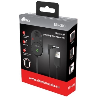 Автомобильный FM-модулятор Ritmix BTR-200 черный BT USB (80002461)