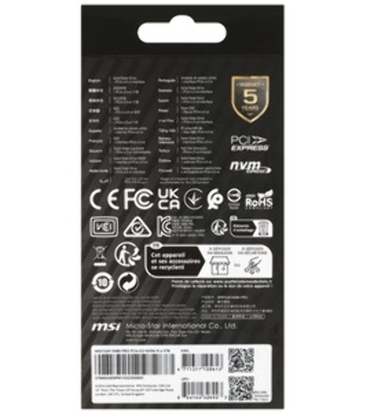 Накопитель SSD MSI SPATIUM M480 PRO, 2Tb, M.2 2280, PCIe 4.0 x4, NVMe, R/W 7400/7000