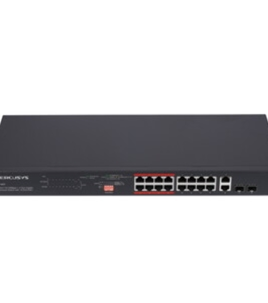 Kоммутатор 16-портовый монтируемый в стойку PoE+ Mercusys MS118CP 10/100 Мбит/с с 2 гигабитными портами