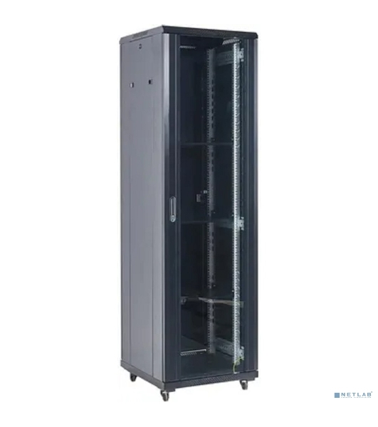 Напольный шкаф Rexant RAL 9005 19' 42U 800×800×2054 (ШxГxВ), дверь стекло, металлическая задняя дверь, боковые съемные стенки