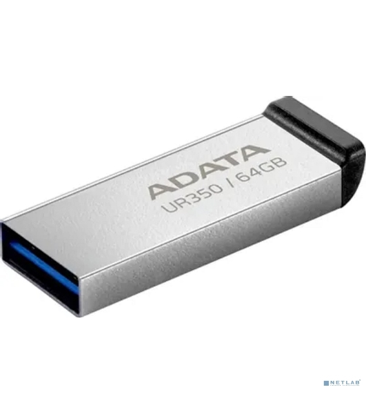 Флешка USB ADATA UR350 (UR350-64G-RSR/BK), 64Gb, USB 3.2, R/W 100/15, серебристый/черный