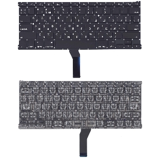 Клавиатура для ноутбука MacBook A1369 2011+ черная с подсветкой, плоский ENTER