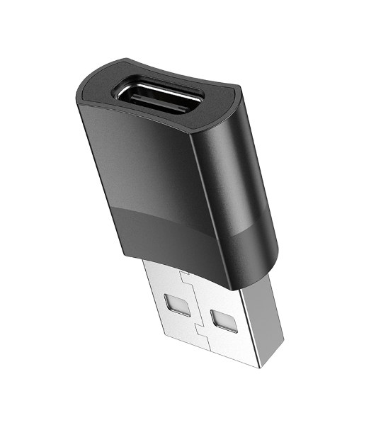 Переходник USB2.0 OTG Hoco, AM/Type-C(F), UA17, черный, коробка