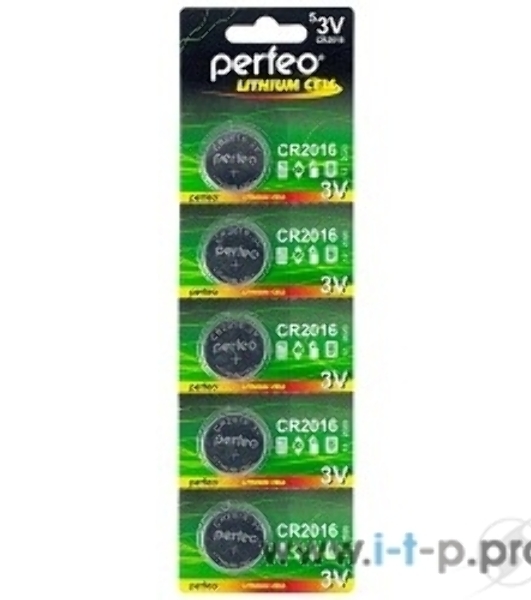 Батарейка Perfeo CR2016/5BL Lithium Cell