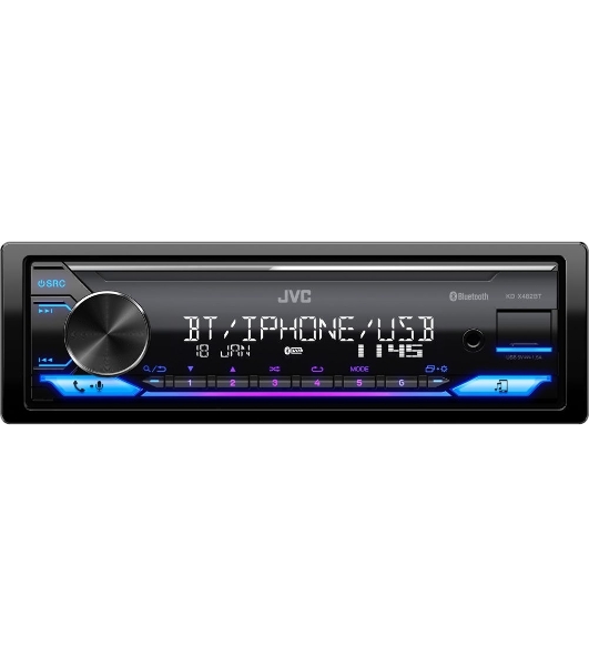 Автомагнитола JVC KD-X482BT, 1 DIN, Bluetooth, USB Type-A, AUX, съёмная панель