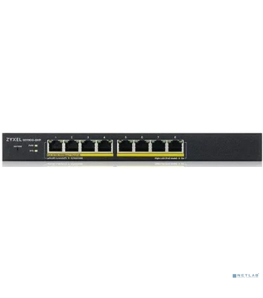 Коммутатор Smart L2 PoE+ Zyxel GS1900-8HP, 8xGE PoE+, настольный, бесшумный, бюджет PoE 70 Вт